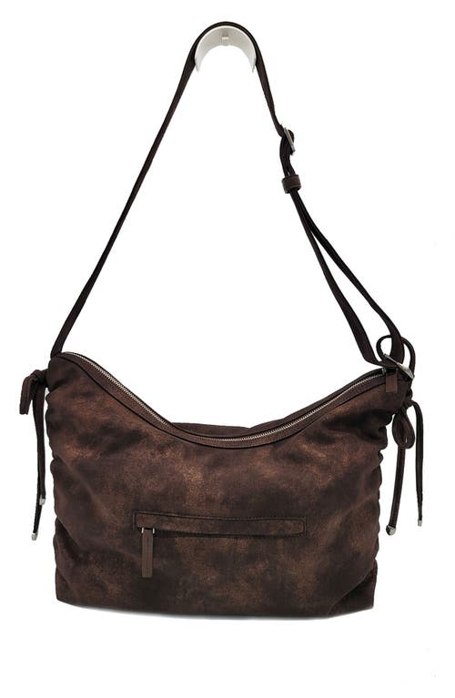 Shop Oryany Rusty Faux Suede Crossbody Bag In Copper Brown