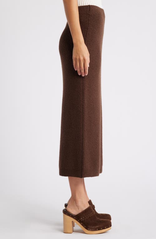 Shop Bobeau Rib Sweater Midi Skirt In Chocolate