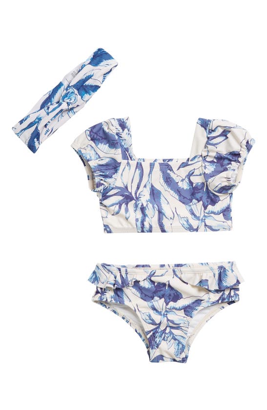 Jessica Simpson Babies' Two-piece Swimsuit & Headband Set In Blue