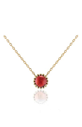 Shop House Of Frosted Stone Floral Necklace In Gold/garnet