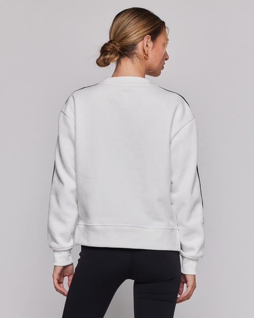 Rebody Active Sideline Fleece Sweatshirt In Brilliant White/black