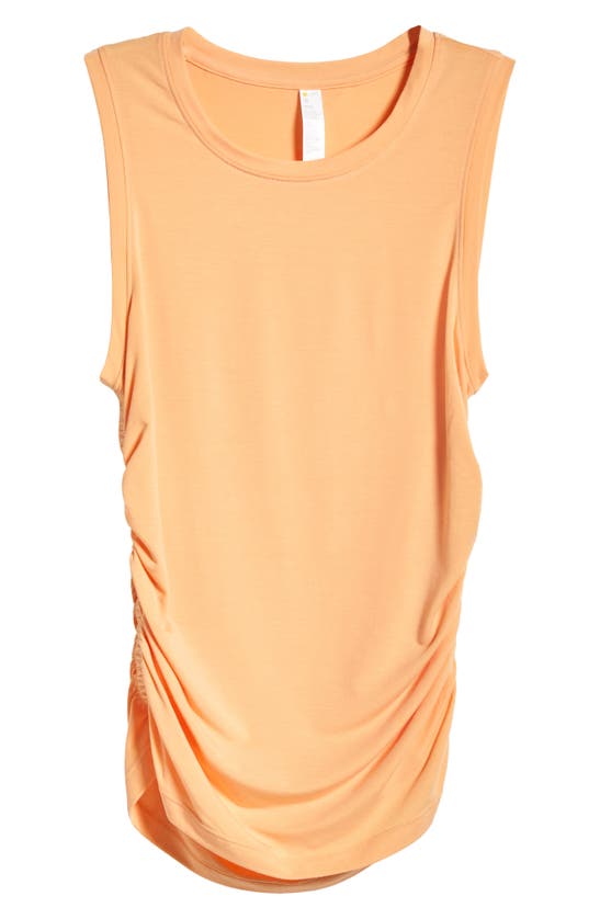 Shop Zella In The Zone Ruched Side Tank In Coral Beads