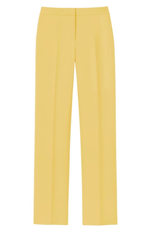 Shop Lafayette 148 New York Gates Wool & Silk Crepe Straight Leg Trousers In Canary Yellow