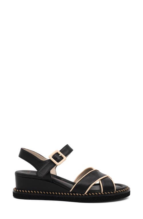 Amalfi By Rangoni Montecarlo Wedge Sandal In Black/sand Parma Combo
