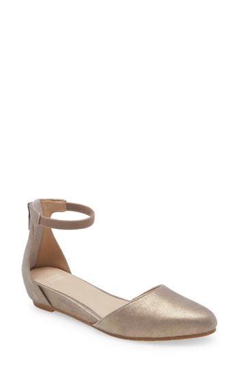 Eileen Fisher Ingle Metallic Zip Ballerina Pumps In Platinum