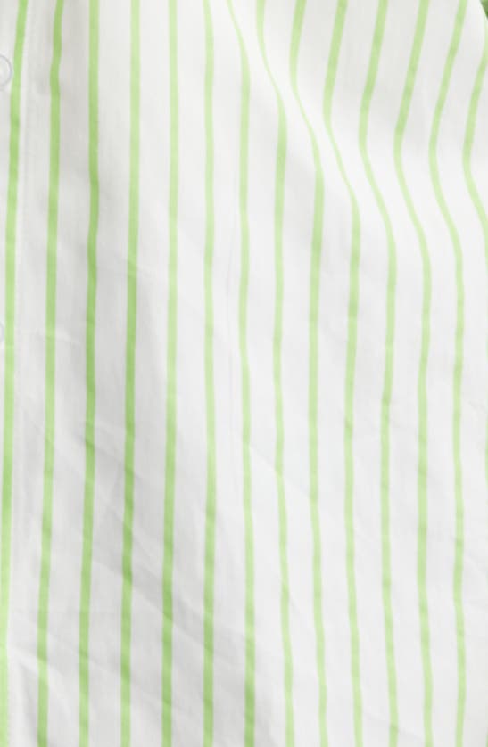 Topshop Oversize Stripe Cotton Button-up Shirt In Medium Green