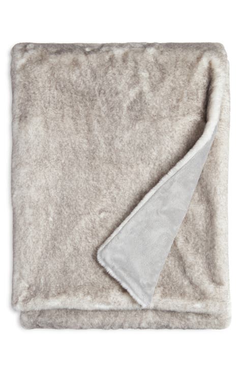 Nwot NORDSTROM Cozy Faux fur buy throw blanket Coyote gray