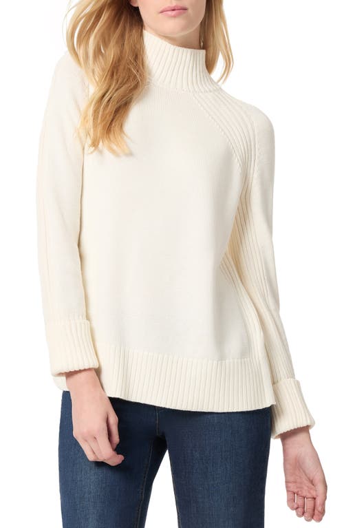 Shop Jones New York Mock Neck Cotton Blend Sweater In Jones White