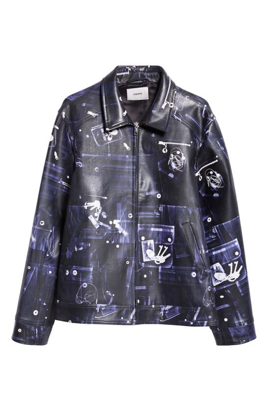 Shop Coperni X-ray Print Faux Leather Jacket In Black/ Navy
