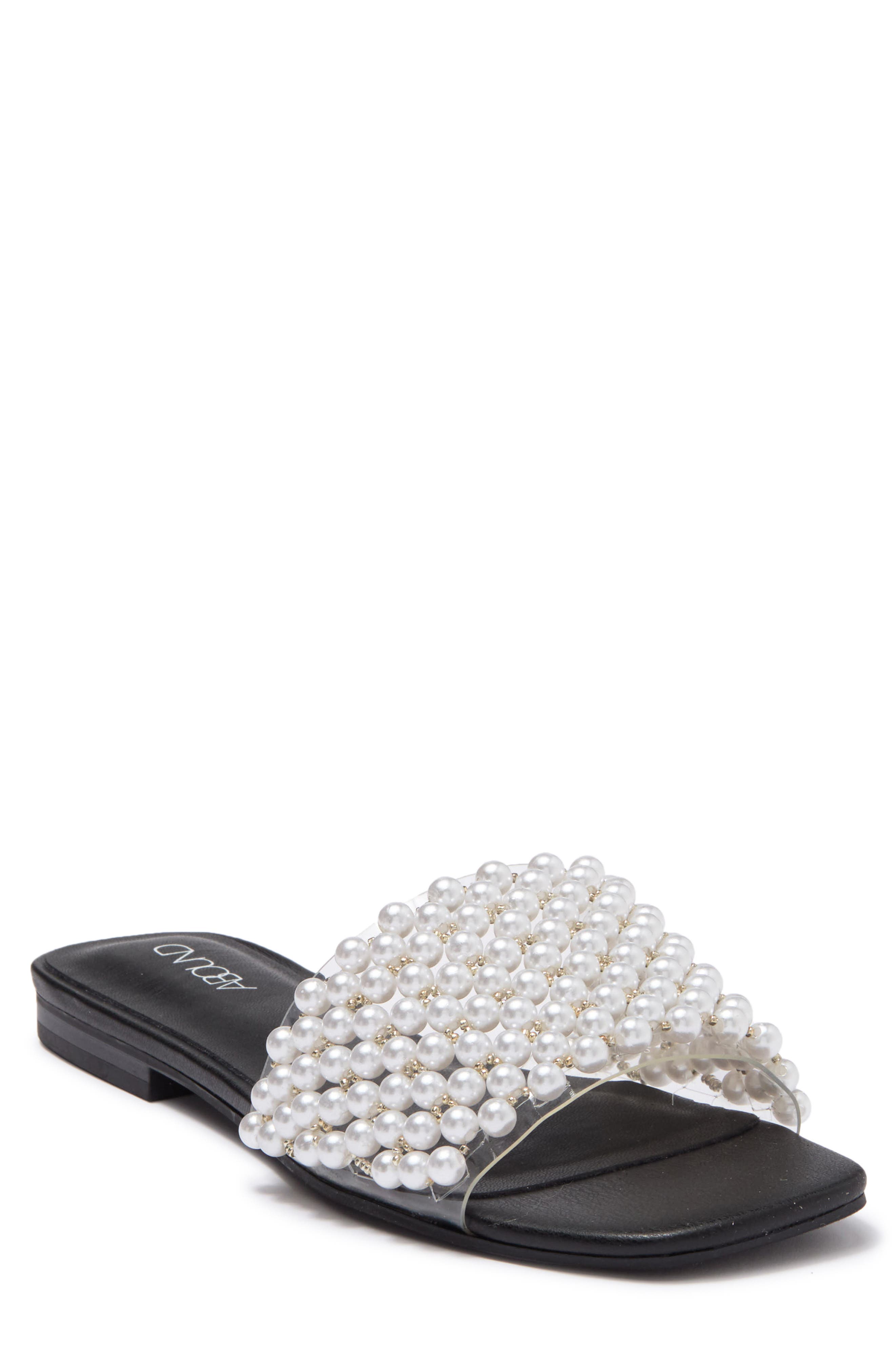Abound Selah Faux Pearl Embellished Slide Sandal In White