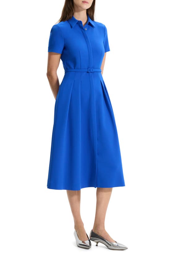 Shop Theory Tailored Short Sleeve Shirtdress In Wave
