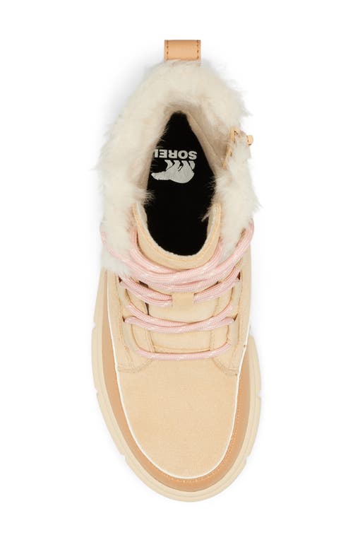 Sorel Kids' Explorer Iii Faux Fur Waterproof Boot In Ceramic/ Dazed Mauve