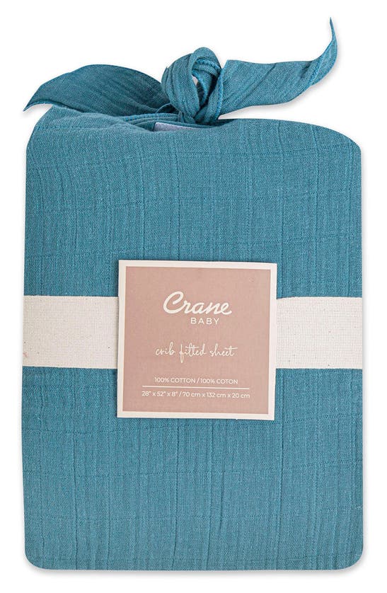 Shop Crane Baby Cotton Muslin Fitted Crib Sheet In Blue