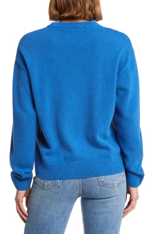 Shop Lacoste Big Croc Cashmere & Wool Crewneck Sweater In Iq2 Hilo/marine