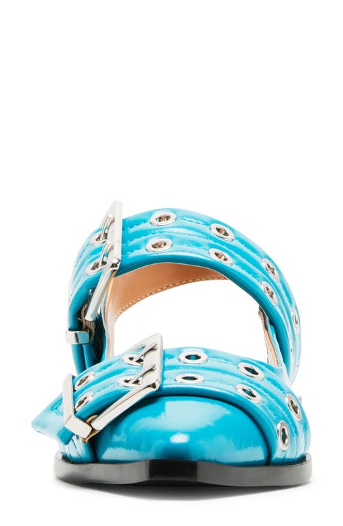 Steve Madden Graya Slingback Pointy Toe Flat In Turquoise Patent