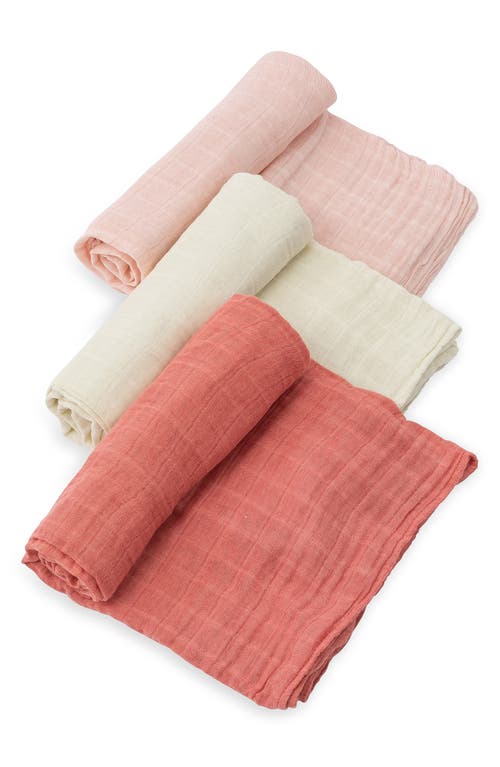 little unicorn 3-Pack Organic Cotton Muslin Swaddle Blankets in Rose Petal at Nordstrom