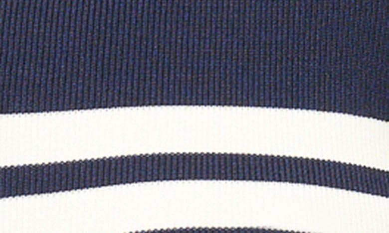 Shop Staud Raft Stripe Crop Cardigan In Navy/ White