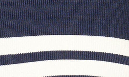 Shop Staud Raft Stripe Crop Cardigan In Navy/white