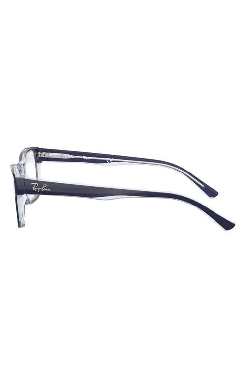 Ray Ban Ray-ban Unisex 52mm Rectangular Optical Glasses In Transparent/blue