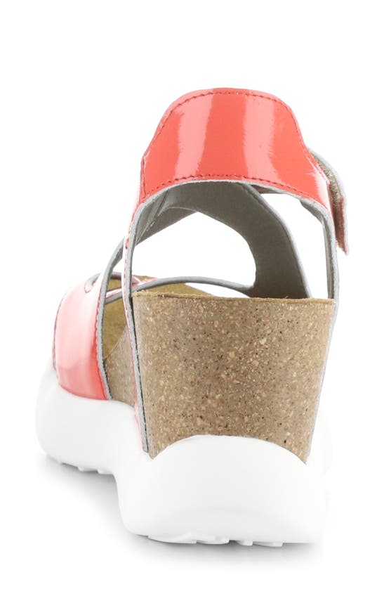 Shop Fly London Gavi Ankle Strap Platform Wedge Sandal In Scarlet Nappalak