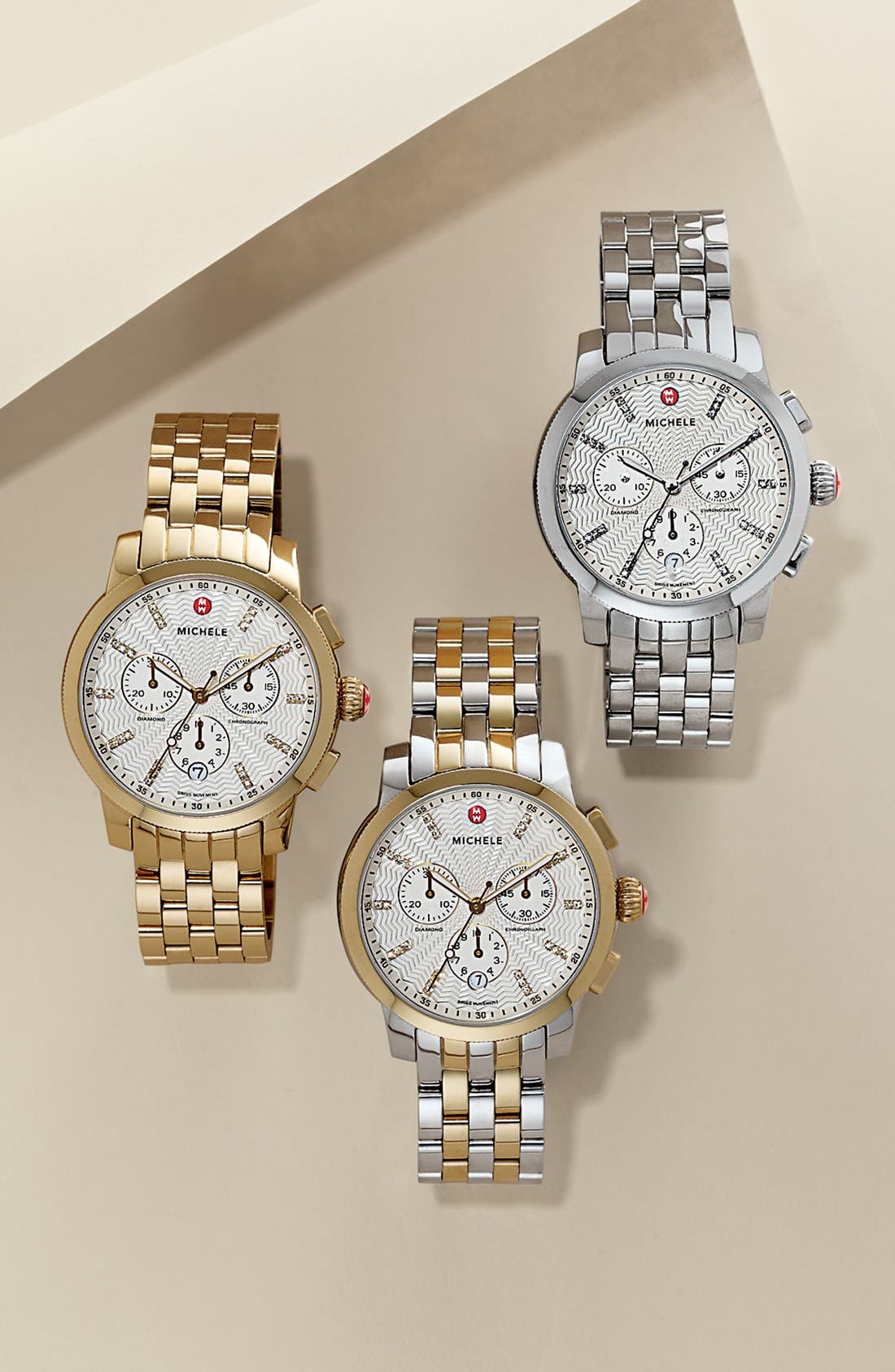 michele uptown watch gold