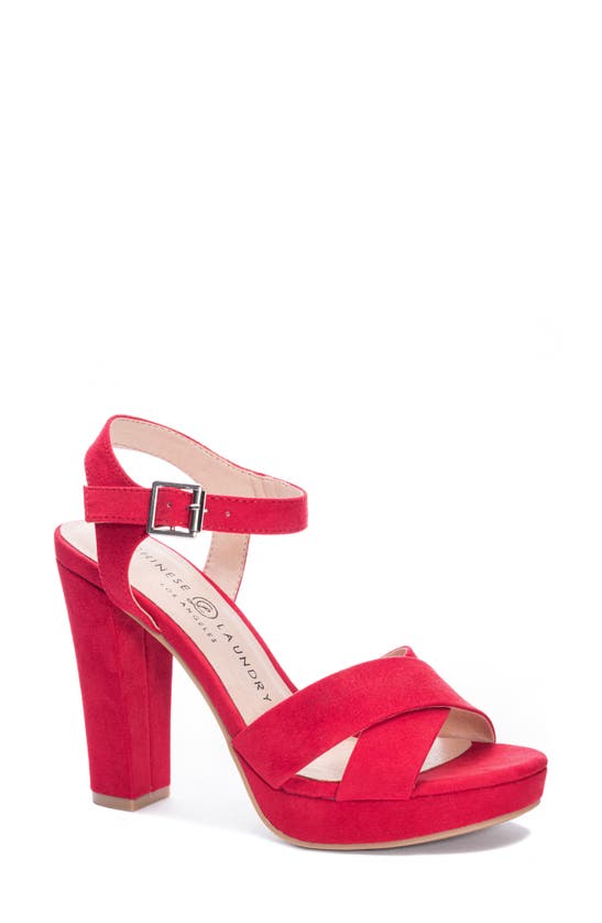 Chinese Laundry Always Ankle Strap Block Heel Platform Sandal In Red