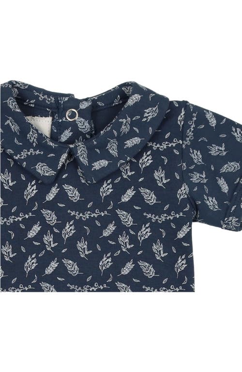 Maniere Manière Kids' Leaves & Branches Stretch Cotton Top & Shorts Set In Denim Blue