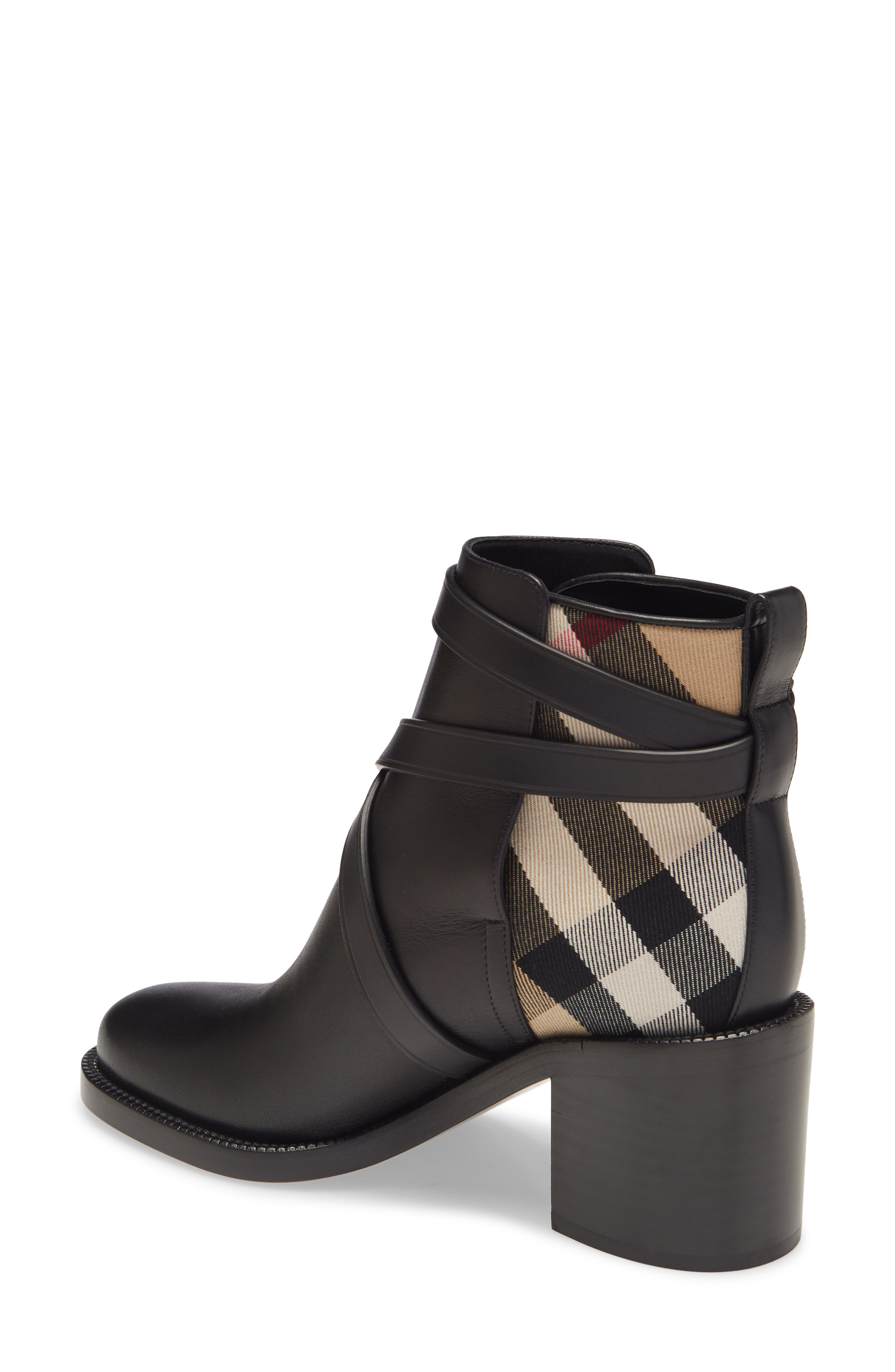 pryle check block heel bootie