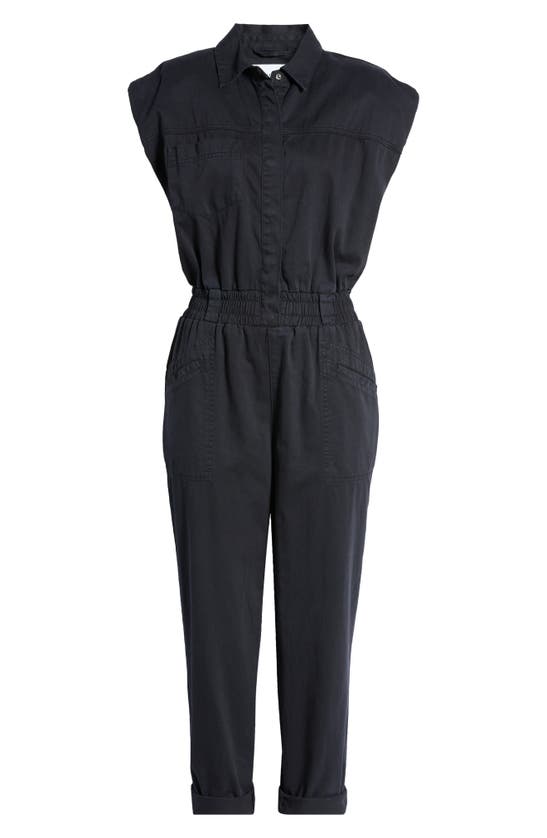 Pistola Rosie Padded Shoulder Cotton Jumpsuit In Fade To Black | ModeSens