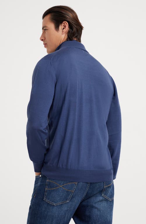 Shop Brunello Cucinelli Virgin Wool And Cashmere Lightweight Cardigan In Indigo