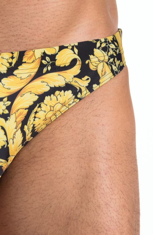 Shop Versace Barocco Swim Briefs In Black/gold