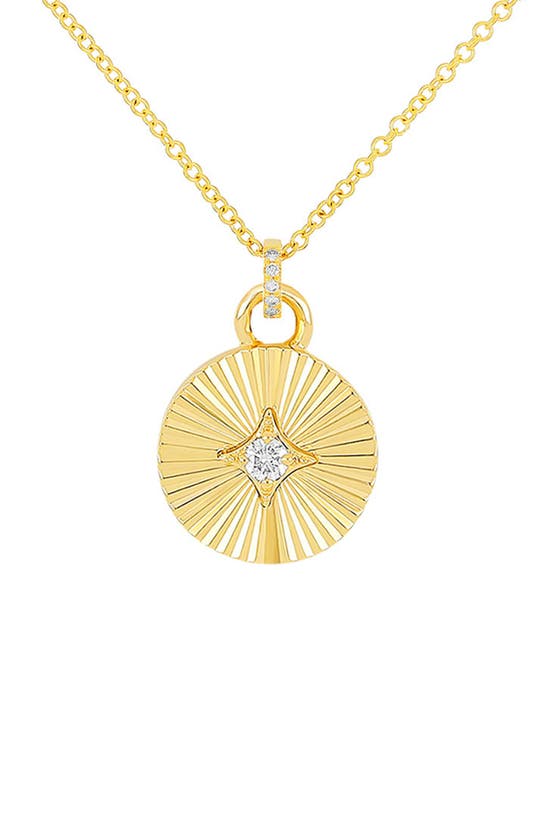 EF COLLECTION EF COLLECTION 14K GOLD FLUTED DIAMOND DISC PENDANT NECKLACE