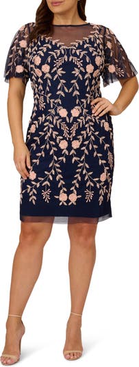 Embellished Flutter Sleeve Sheath Dress