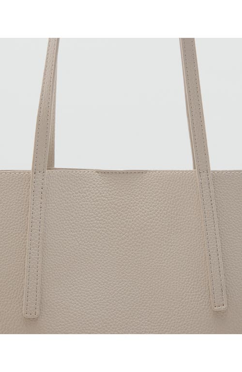 Shop Mango Pebble Faux Leather Shopper Bag In Ecru