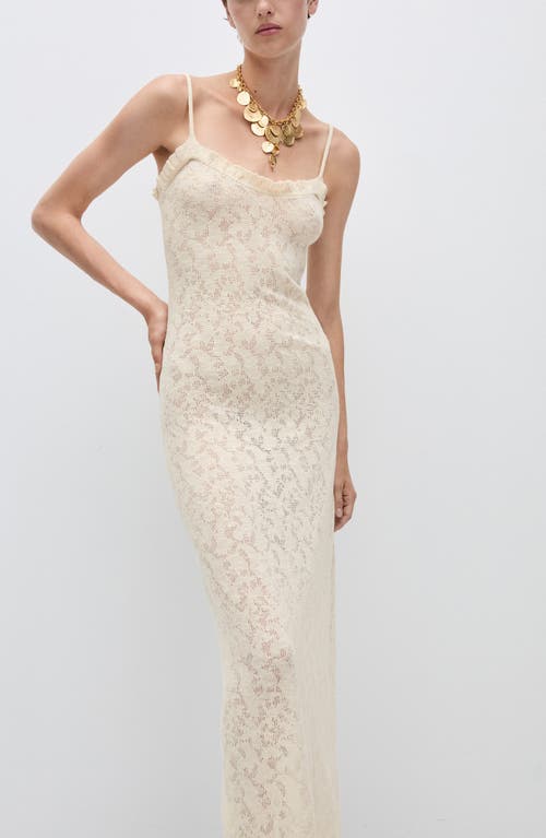 Mango Lace Maxi Slipdress In Ecru
