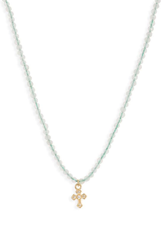 Shop Argento Vivo Sterling Silver Beaded Cross Pendant Necklace In Gold/white