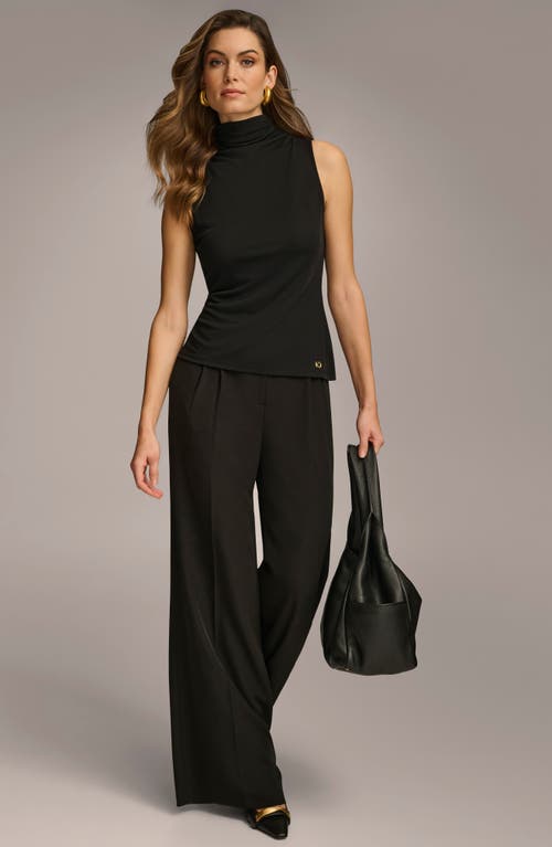 Donna Karan New York Sleeveless Funnel Neck Knit Top In Black