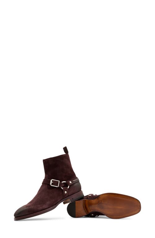 John Varvatos Regent Harness Chain Zip Boot In Burgundy  display picture 2