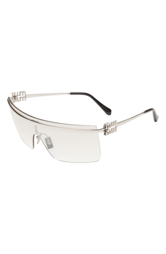 Shop Miu Miu 50mm Shield Sunglasses In Silver