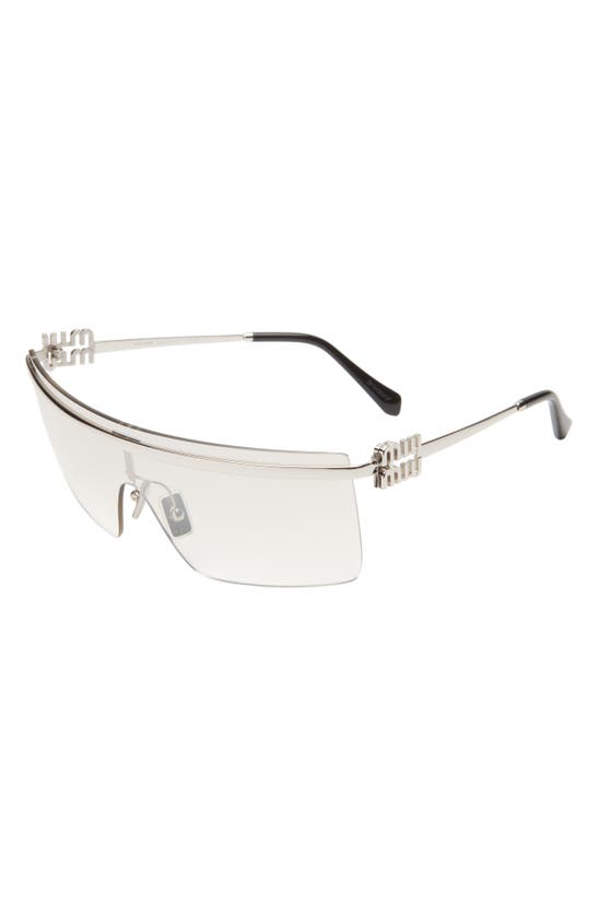 Miu Miu 50mm Shield Sunglasses In Silver