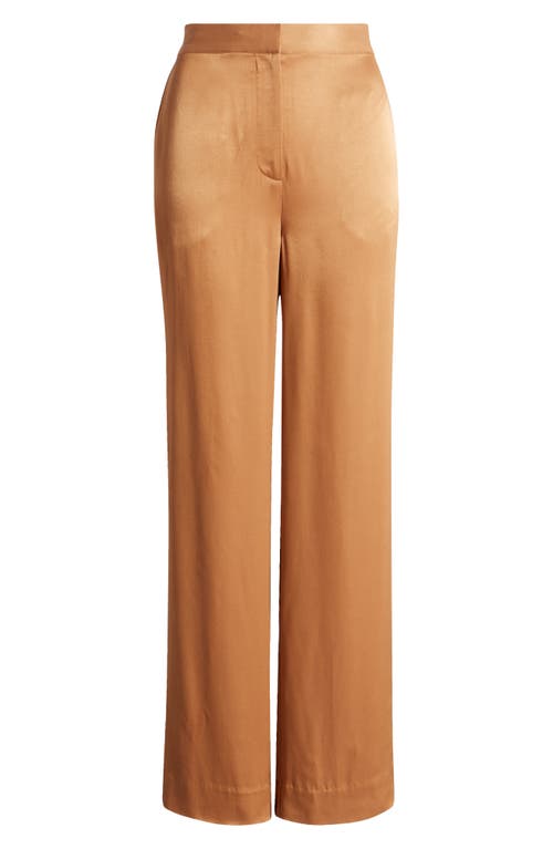 Shop Nordstrom Straight Leg Satin Pants In Tan Thrush