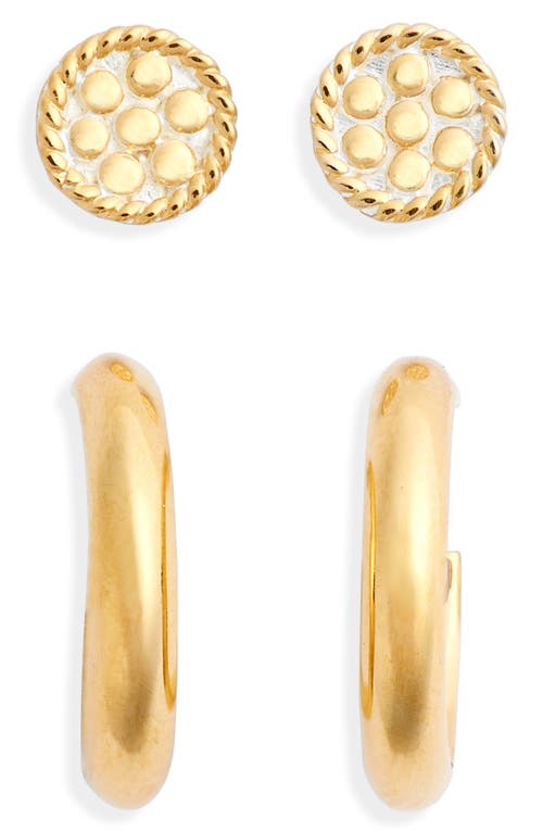 Anna Beck Set of 2 Stud & Huggie Hoop Earrings in Gold