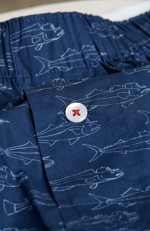 Druthers Nyc Organic Cotton School Of Fish Boxer Short In Navy Fish