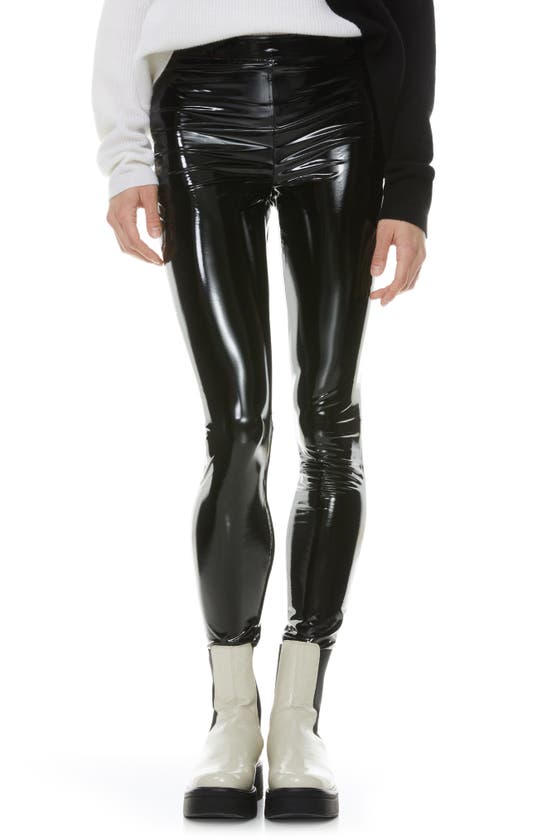 Alice And Olivia Maddox Faux Patent Leather Legging In Black | ModeSens