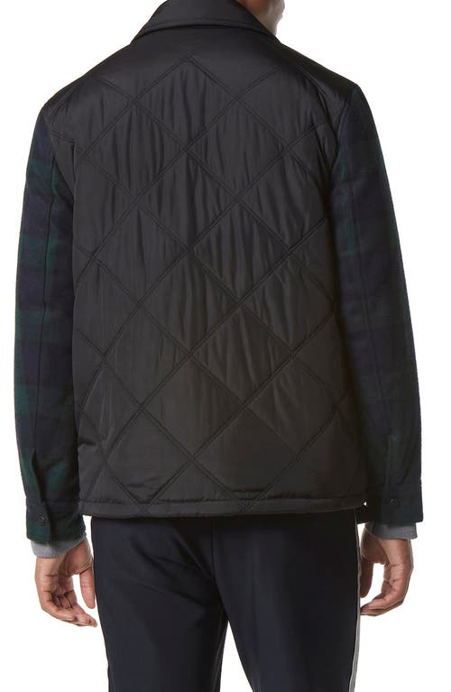 Shop Marc New York Gosper Water Resistant Shirt Jacket In Plaid Blk/grn