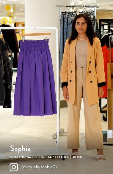 Womens Clothing Skirts Mid-length skirts Rebecca Taylor Cotton Poplin Smocked-waist Skirt in Purple 