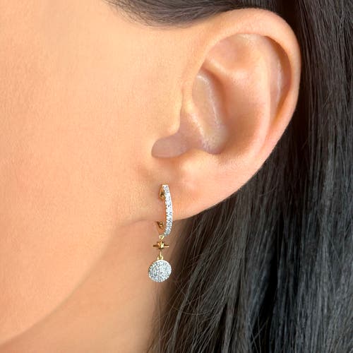 Shop Luvmyjewelry Full Moon Star Sterling Silver Diamond Hoop Earring In 14kt Gold Vermeil On Sterling