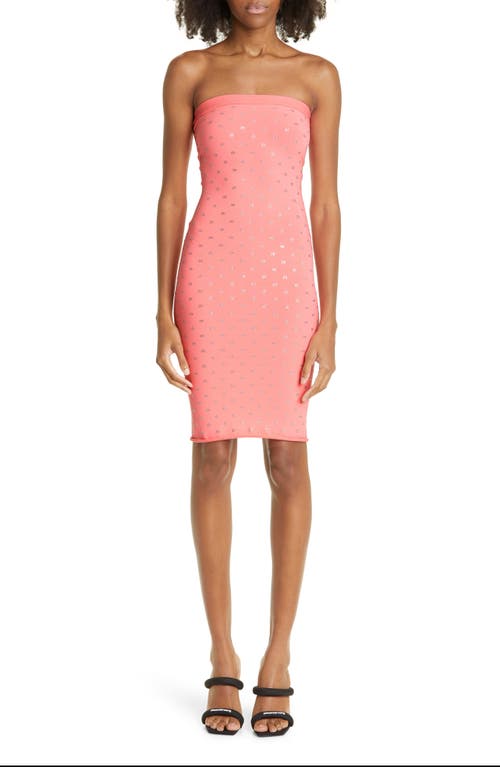 Alexander Wang Crystal Logo Strapless Jersey Body-Con Dress in Anime Pink