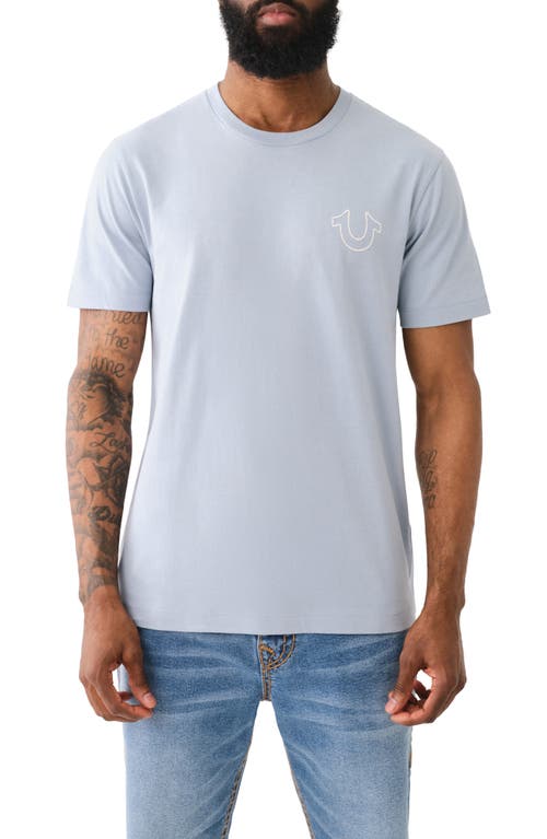 Shop True Religion Brand Jeans Ladder Stitch Cotton Graphic T-shirt In Sky Blue