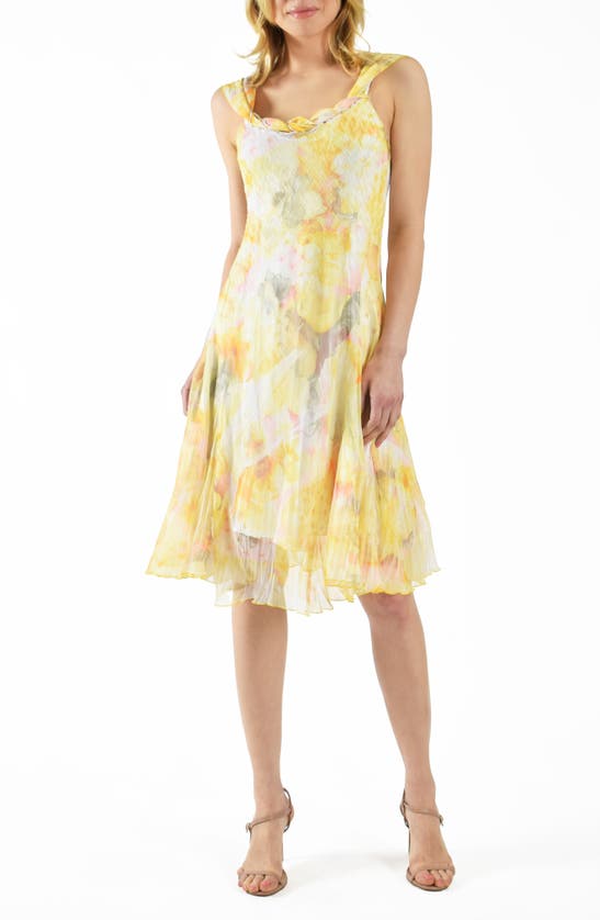 Shop Komarov Floral Chiffon & Charmeuse Cocktail Dress In Floralia